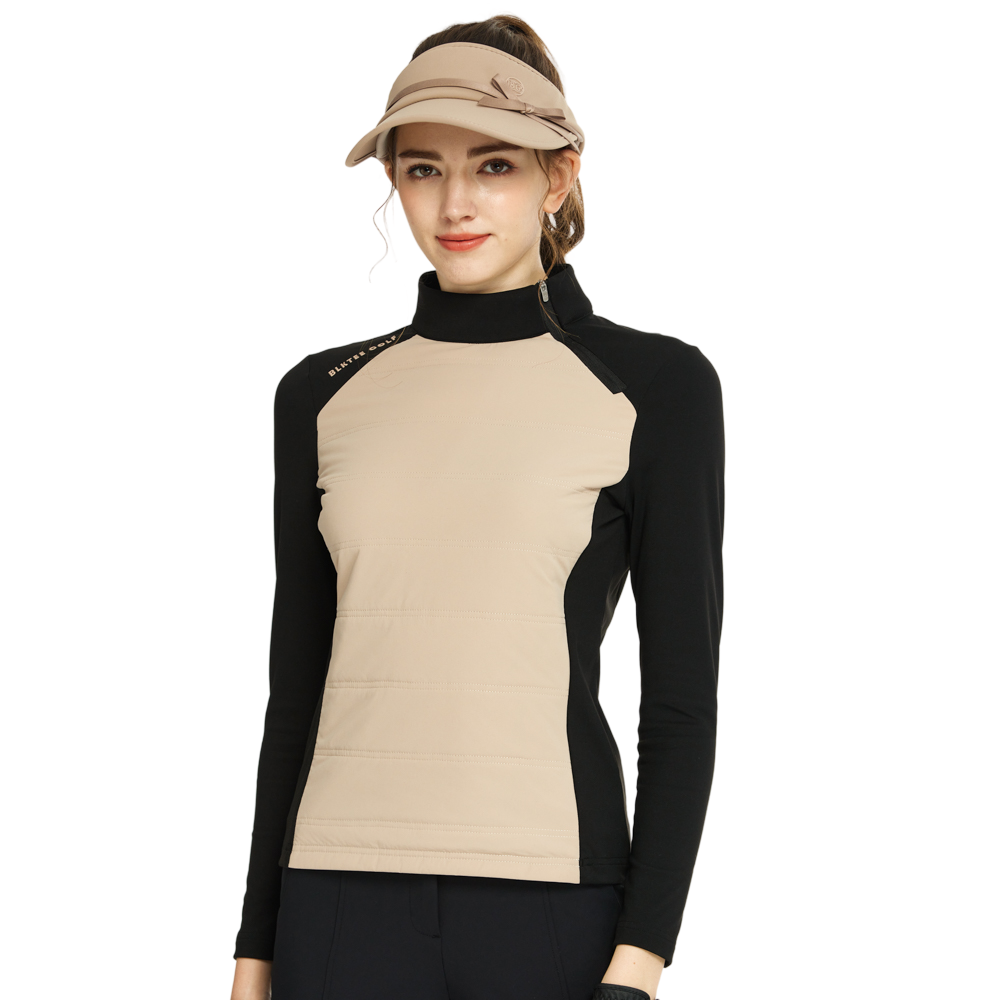 BLKTEE斜拉鍊高領防寒衛衣(卡其)