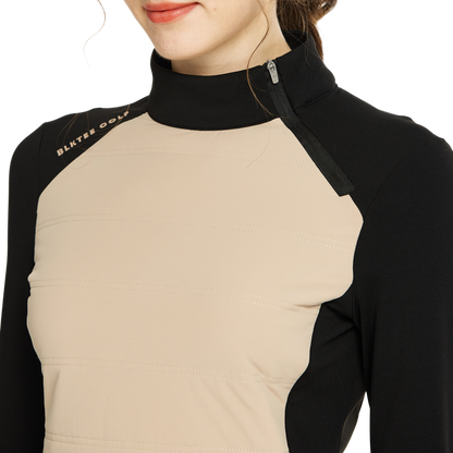 BLKTEE斜拉鍊高領防寒衛衣(卡其)