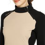 Sweatshirt turtleneck khaki dengan zip pepenjuru