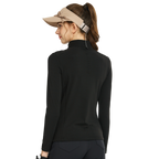 Sweatshirt Musim Sejuk Leher Tinggi Zip Diagonal BLKTEE (Khaki)