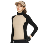 Sweatshirt Musim Sejuk Leher Tinggi Zip Diagonal BLKTEE (Khaki)