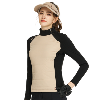 BLKTEE斜拉鍊高領防寒衛衣(卡其)