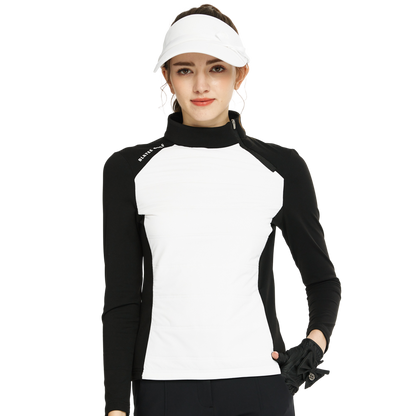 BLKTEE斜拉鍊高領防寒衛衣(白)