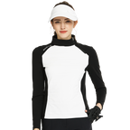 Sweatshirt turtleneck putih dengan zip pepenjuru