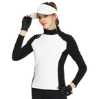 Sweatshirt turtleneck putih dengan zip pepenjuru