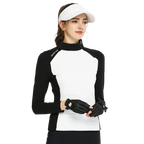 Sweatshirt turtleneck putih dengan zip pepenjuru