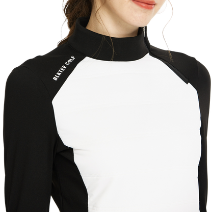 BLKTEE斜拉鍊高領防寒衛衣(白)