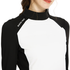 Sweatshirt turtleneck putih dengan zip pepenjuru