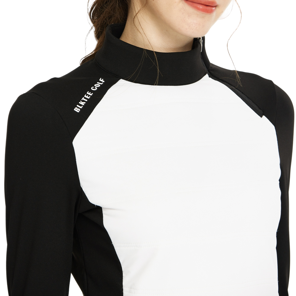 Sweatshirt turtleneck putih dengan zip pepenjuru