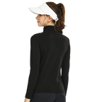 Sweatshirt turtleneck putih dengan zip pepenjuru