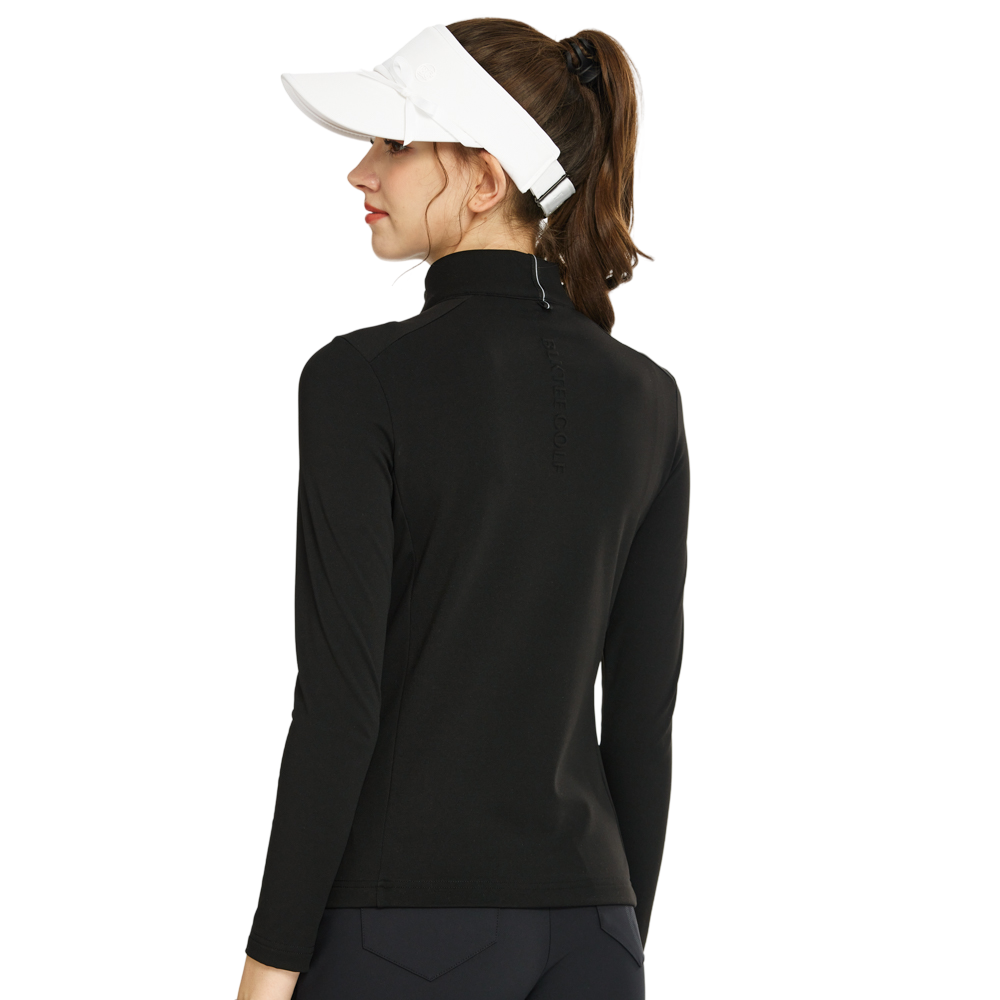 Sweatshirt turtleneck putih dengan zip pepenjuru