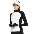 Sweatshirt turtleneck putih dengan zip pepenjuru