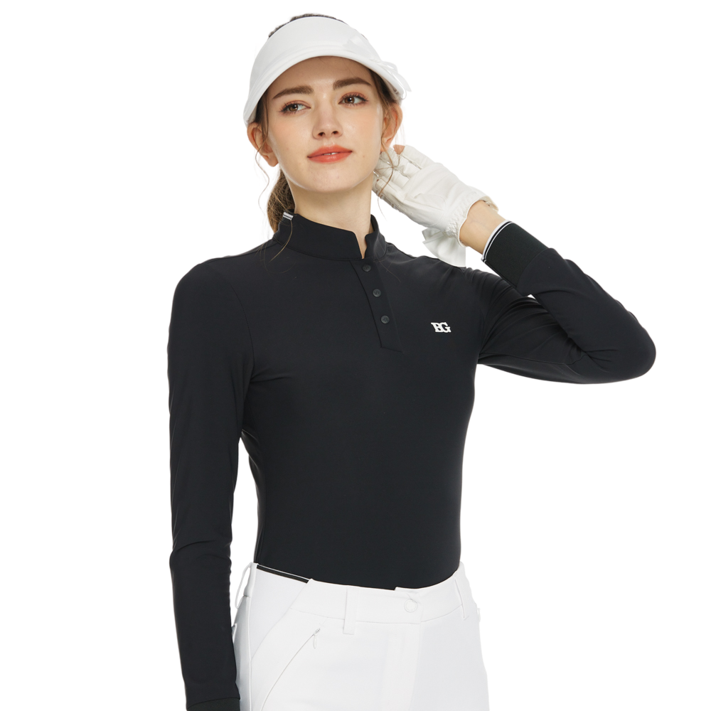 BLKTEE小立領長袖上衣(黑)