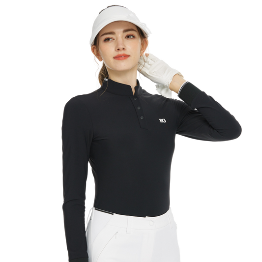 BLKTEE小立領長袖上衣(黑)