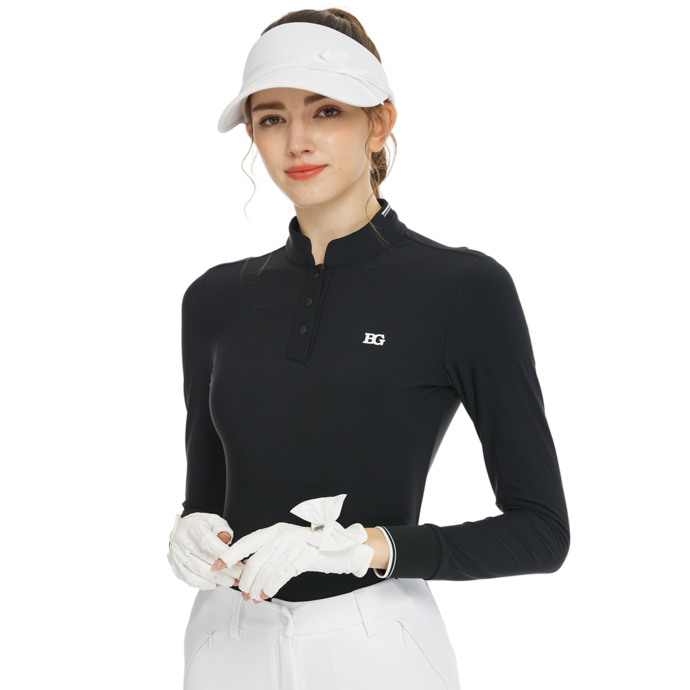 BLKTEE小立領長袖上衣(黑)