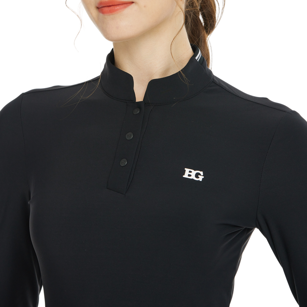 BLKTEE小立領長袖上衣(黑)