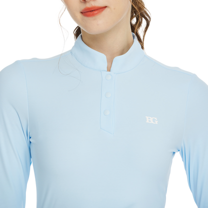 BLKTEE小立領長袖上衣(淺藍)