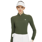 Stand-up collar long-sleeved top (military green)