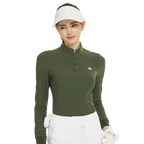 Stand-up collar long-sleeved top (military green)