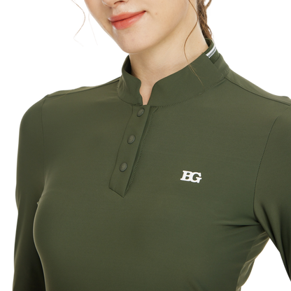 BLKTEE小立領長袖上衣(軍綠)