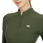 Stand-up collar long-sleeved top (military green)