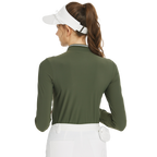 Stand-up collar long-sleeved top (military green)