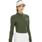 Stand-up collar long-sleeved top (military green)