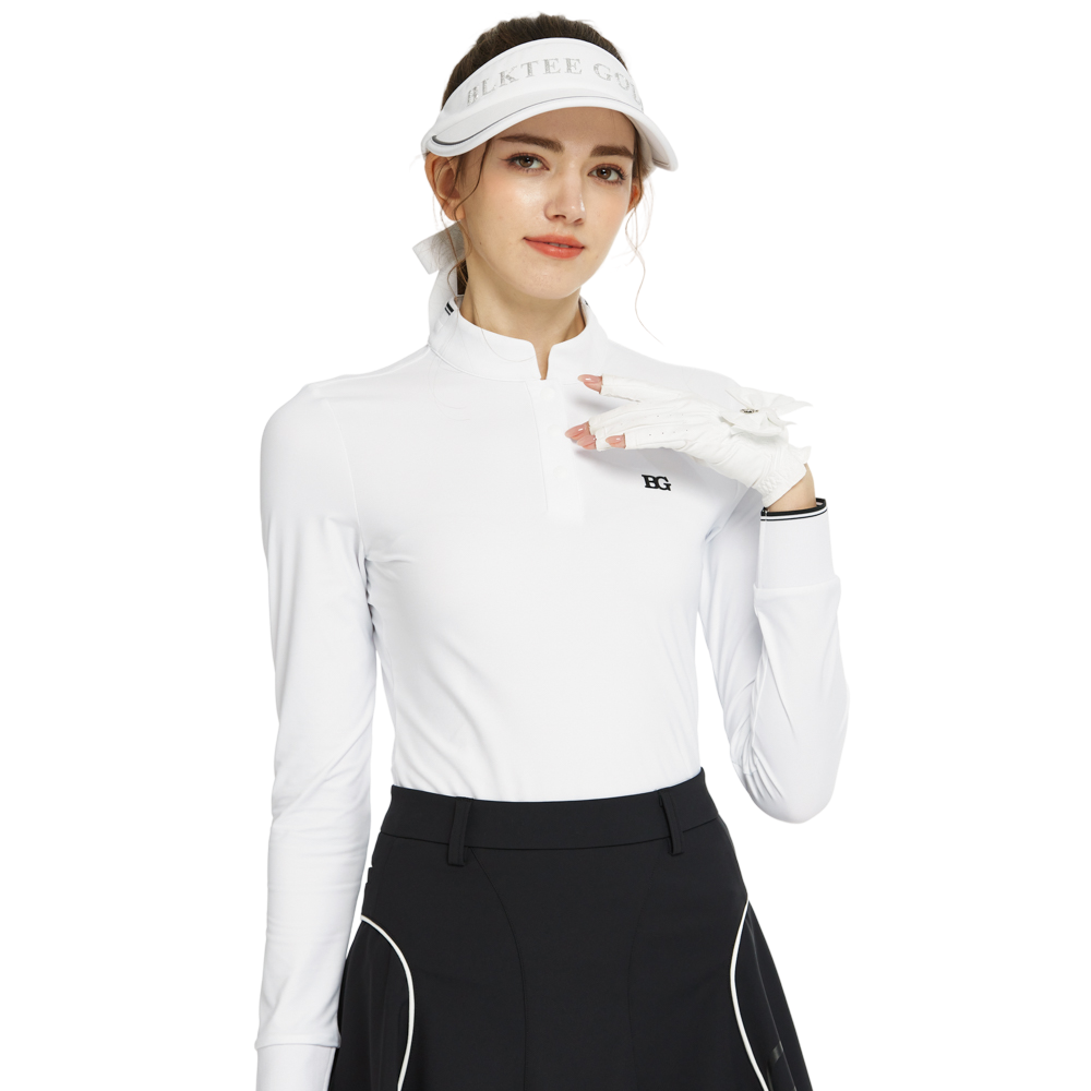 BLKTEE小立領長袖上衣(白)