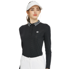 BLKTEE Knitted Jacquard Collar Long-Sleeve Top (Black)