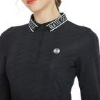 BLKTEE Knitted Jacquard Collar Long-Sleeve Top (Black)
