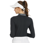 BLKTEE Knitted Jacquard Collar Long-Sleeve Top (Black)