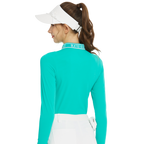 BLKTEE針織緹花領長袖上衣(青藍)