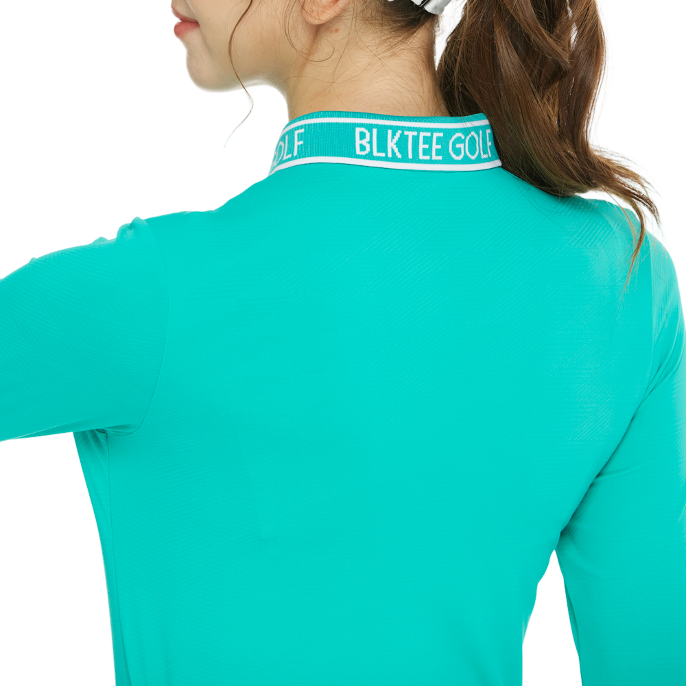 BLKTEE針織緹花領長袖上衣(青藍)