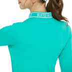 BLKTEE針織緹花領長袖上衣(青藍)