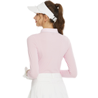 BLKTEE針織緹花領長袖上衣(粉紅)