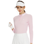 BLKTEE針織緹花領長袖上衣(粉紅)