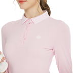 BLKTEE針織緹花領長袖上衣(粉紅)