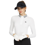 BLKTEE針織緹花領長袖上衣(白)