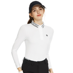 BLKTEE針織緹花領長袖上衣(白)