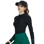 BLKTEE翻領磨毛長袖上衣(黑)