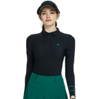 BLKTEE翻領磨毛長袖上衣(黑)