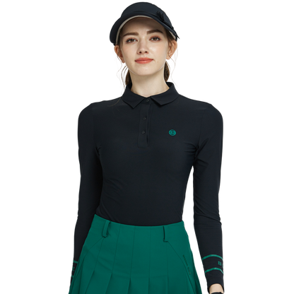 BLKTEE翻領磨毛長袖上衣(黑)