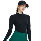 BLKTEE翻領磨毛長袖上衣(黑)