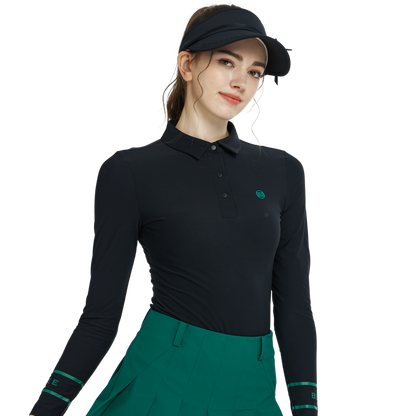 BLKTEE翻領磨毛長袖上衣(黑)