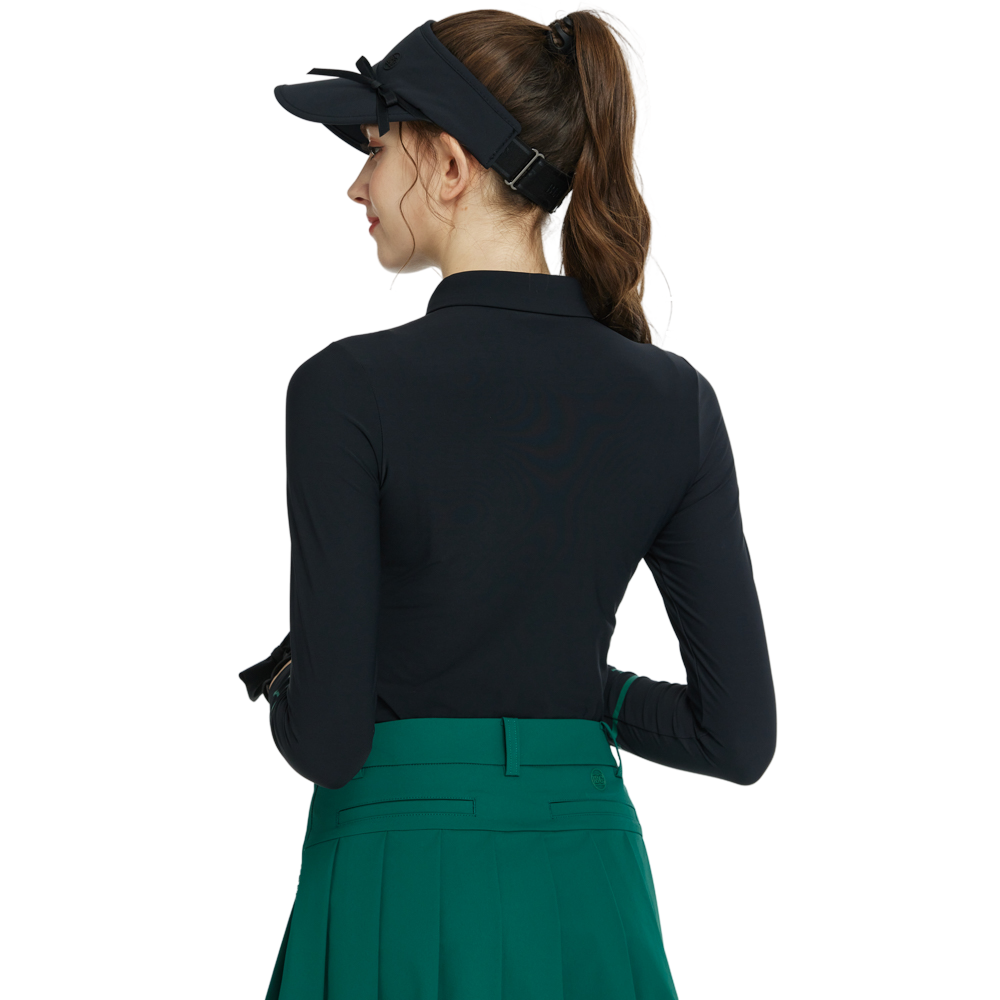 BLKTEE翻領磨毛長袖上衣(黑)