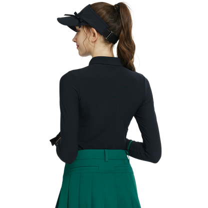 BLKTEE翻領磨毛長袖上衣(黑)