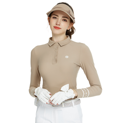 BLKTEE翻領磨毛長袖上衣(卡其)