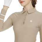 BLKTEE翻領磨毛長袖上衣(卡其)