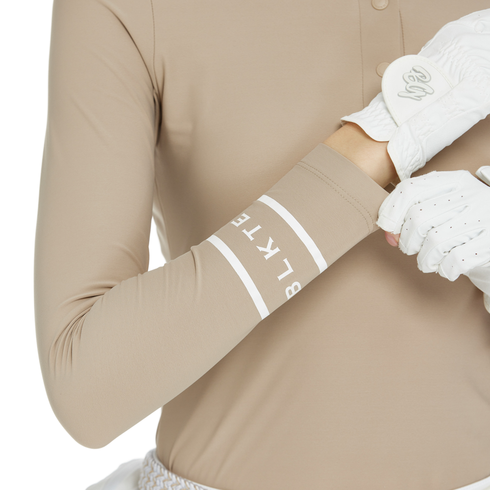 BLKTEE翻領磨毛長袖上衣(卡其)