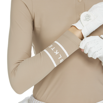 BLKTEE翻領磨毛長袖上衣(卡其)